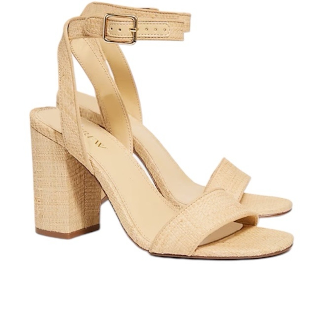 J.Crew Factory size 9.5 - Elegant Beige Raffia Block Heel Sandals
